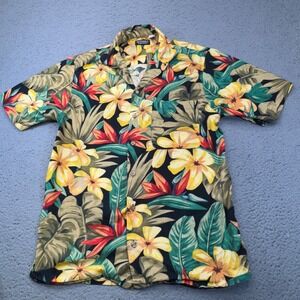 J. Peterman Co Hawaiian Shirt Mens Small Floral Tropical Alpha Camp Collar USA‎